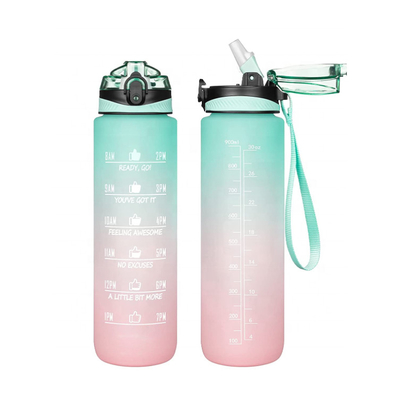 Frosted 32 Oz Water Bottle With Time Mark Bounce Cover Leakproof Cup